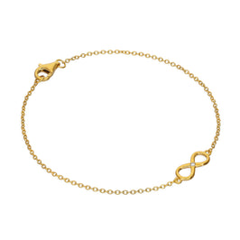 Bracelet symbole de l'infini en argent sterling plaqué or et diamants véritables de 18 cm
