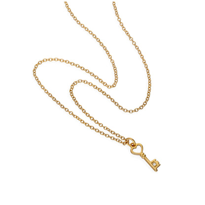 Collier en argent sterling plaqué or et véritable diamant, 45 cm, avec clé en forme de cœur