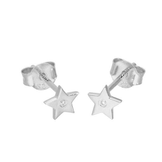 Boucles d'oreilles à tige en argent sterling et diamant véritable en forme d'étoile