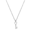 Collier en argent sterling et diamant véritable, 45 cm, avec clé en forme de cœur
