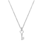 Collier en argent sterling et diamant véritable, 45 cm, avec clé en forme de cœur