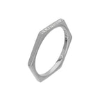 Bague hexagonale en argent sterling et cristaux CZ transparents, taille 55