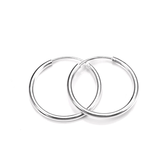 Boucles d'oreilles créoles en argent sterling de 25 mm avec tube de 2 mm