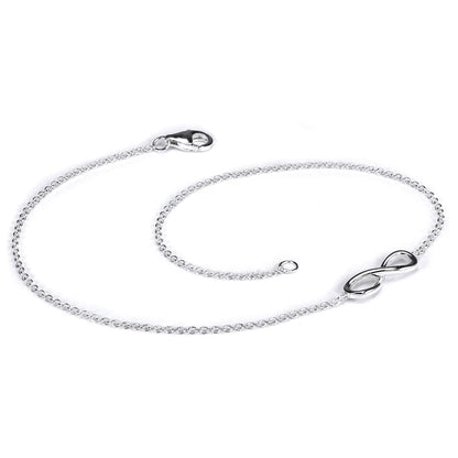 Bracelet de cheville en argent sterling avec chaîne Belcher fine et infini
