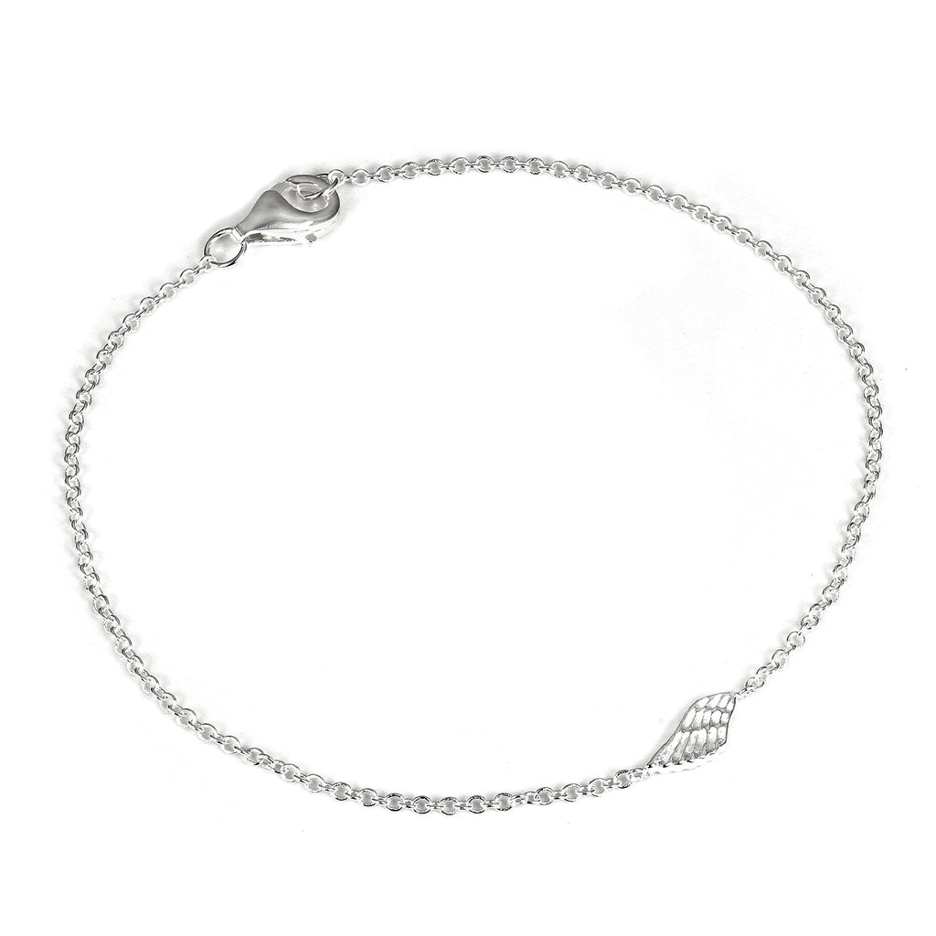 Bracelet Belcher fin en argent sterling de 18 cm avec breloque aile d'ange et fermoir