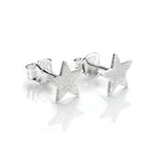 Boucles d'oreilles à tige en argent sterling brossé en forme d'étoile plate
