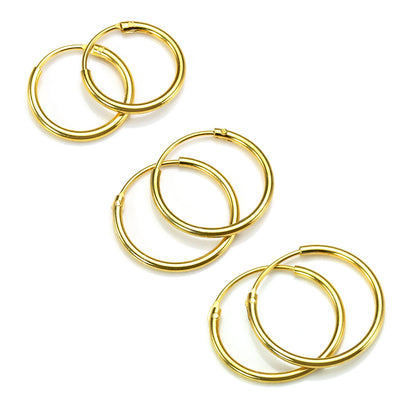 Boucles d'oreilles créoles en argent sterling plaqué or - 8 mm - 35 mm