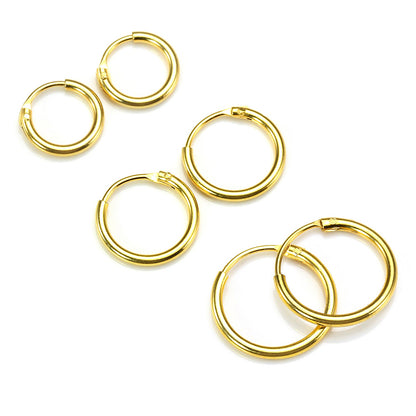 Boucles d'oreilles créoles en argent sterling plaqué or - 8 mm - 35 mm