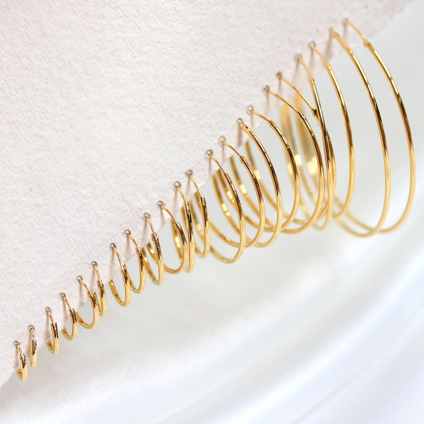 Boucles d'oreilles créoles en argent sterling plaqué or - 8 mm - 35 mm