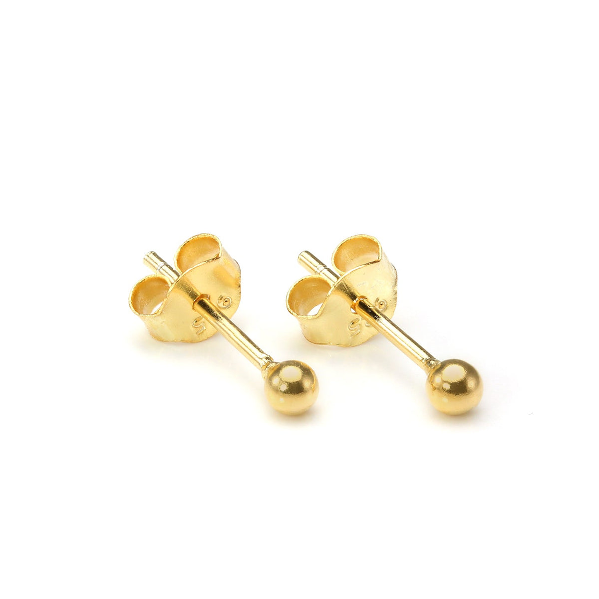 Boucles d'oreilles à tige en argent sterling plaqué or, petites boules de 2 mm à 6 mm, et paquets