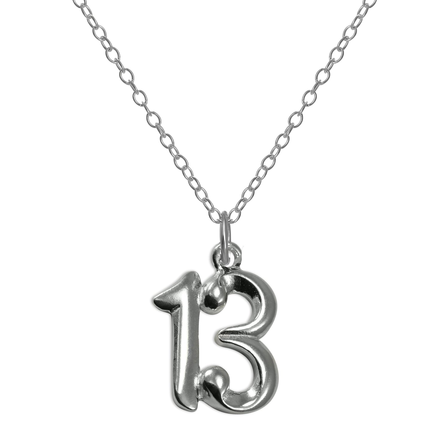 Collier pendentif numéro 13e anniversaire en argent sterling, 14 à 22 pouces
