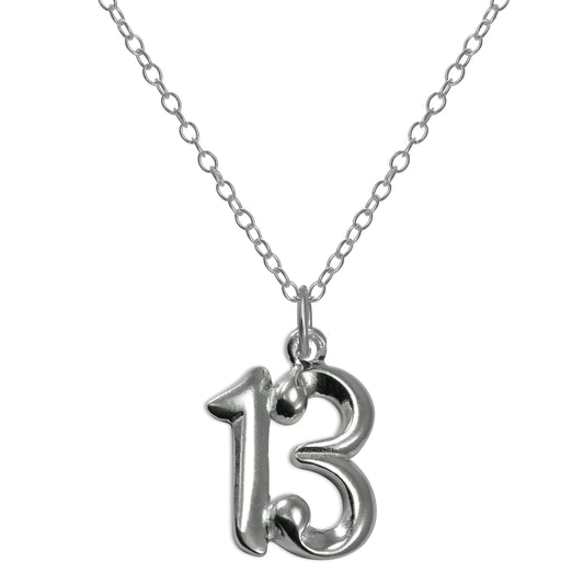Collier pendentif numéro 13e anniversaire en argent sterling, 14 à 22 pouces