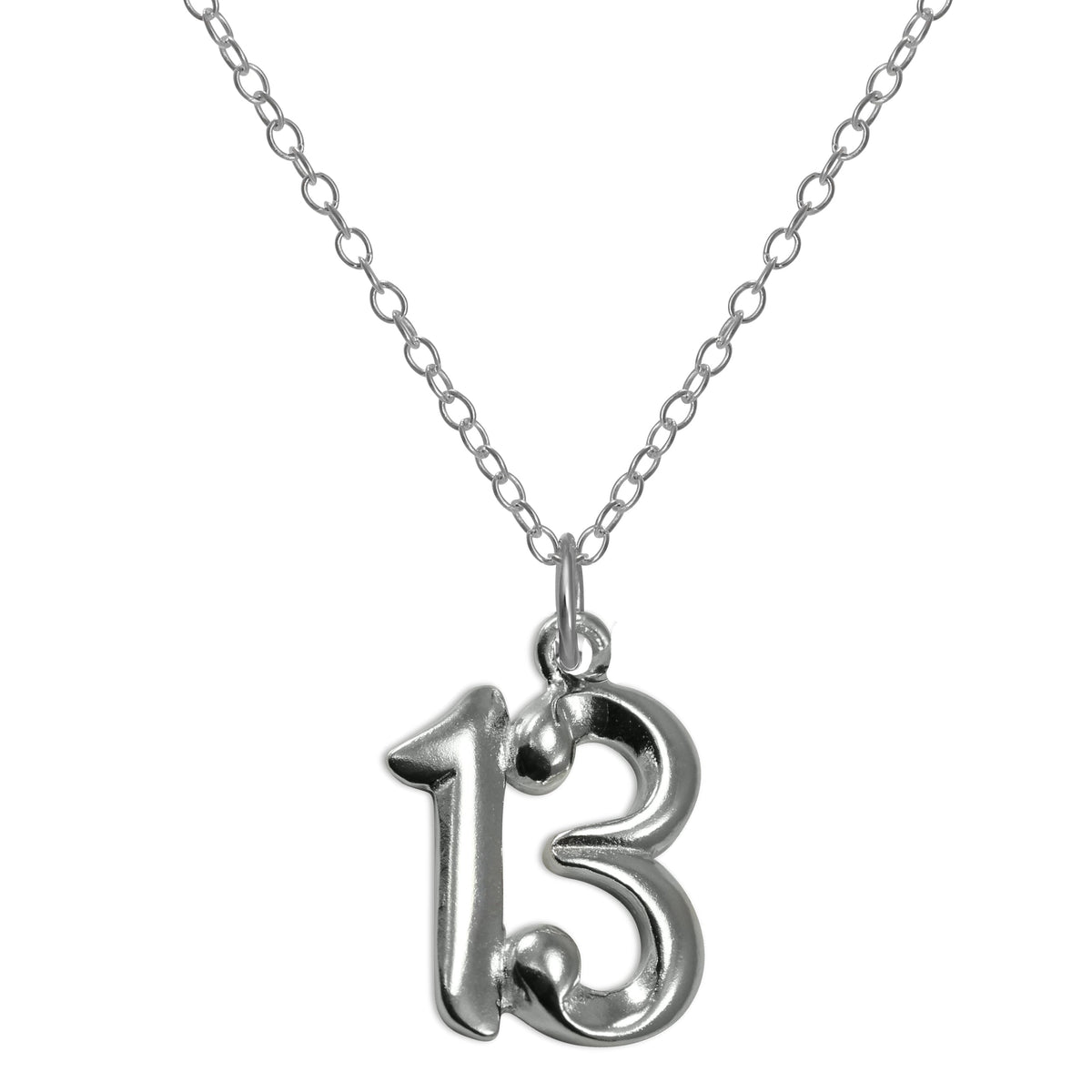 Collier pendentif numéro 13e anniversaire en argent sterling, 35 à 55 cm
