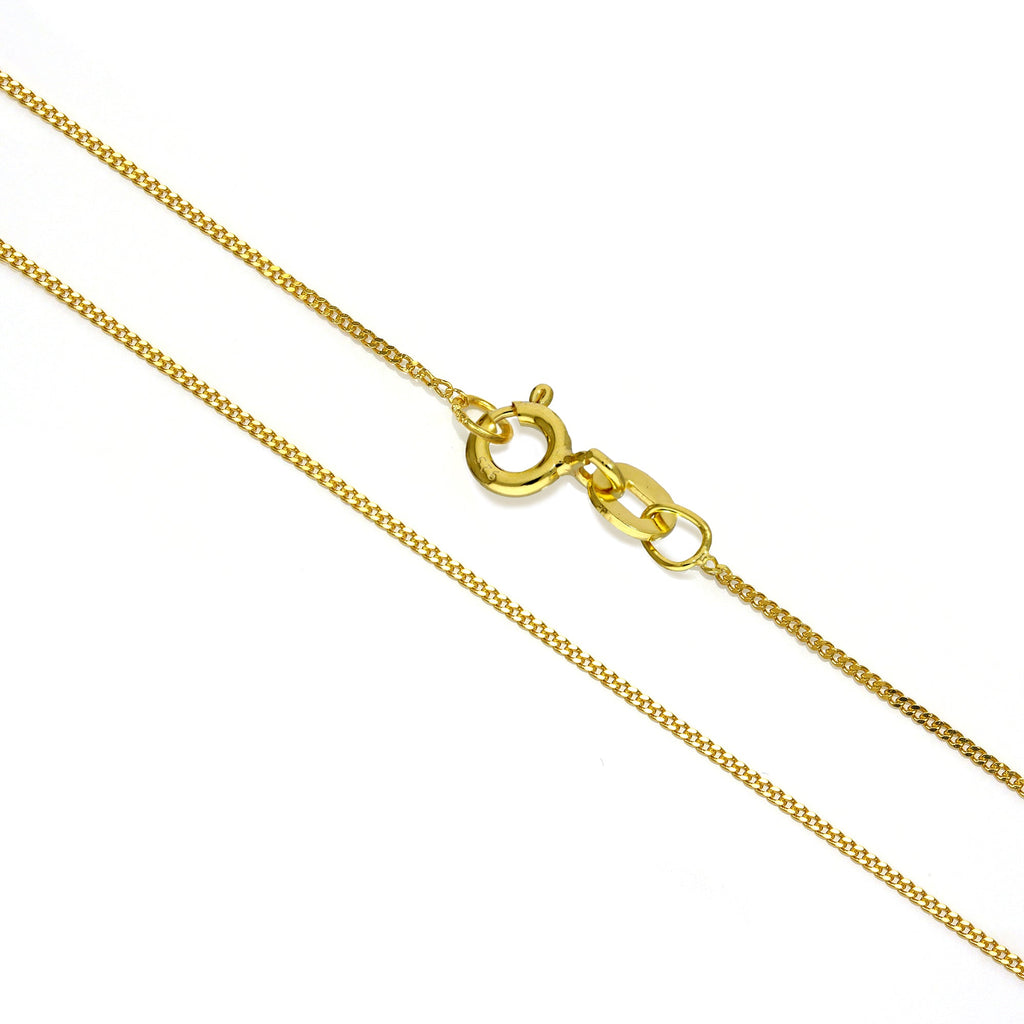 Chaîne gourmette en argent sterling plaqué or et diamants fins
