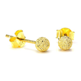 Boucles d'oreilles à tige en argent sterling plaqué or avec boules givrées de 4 mm