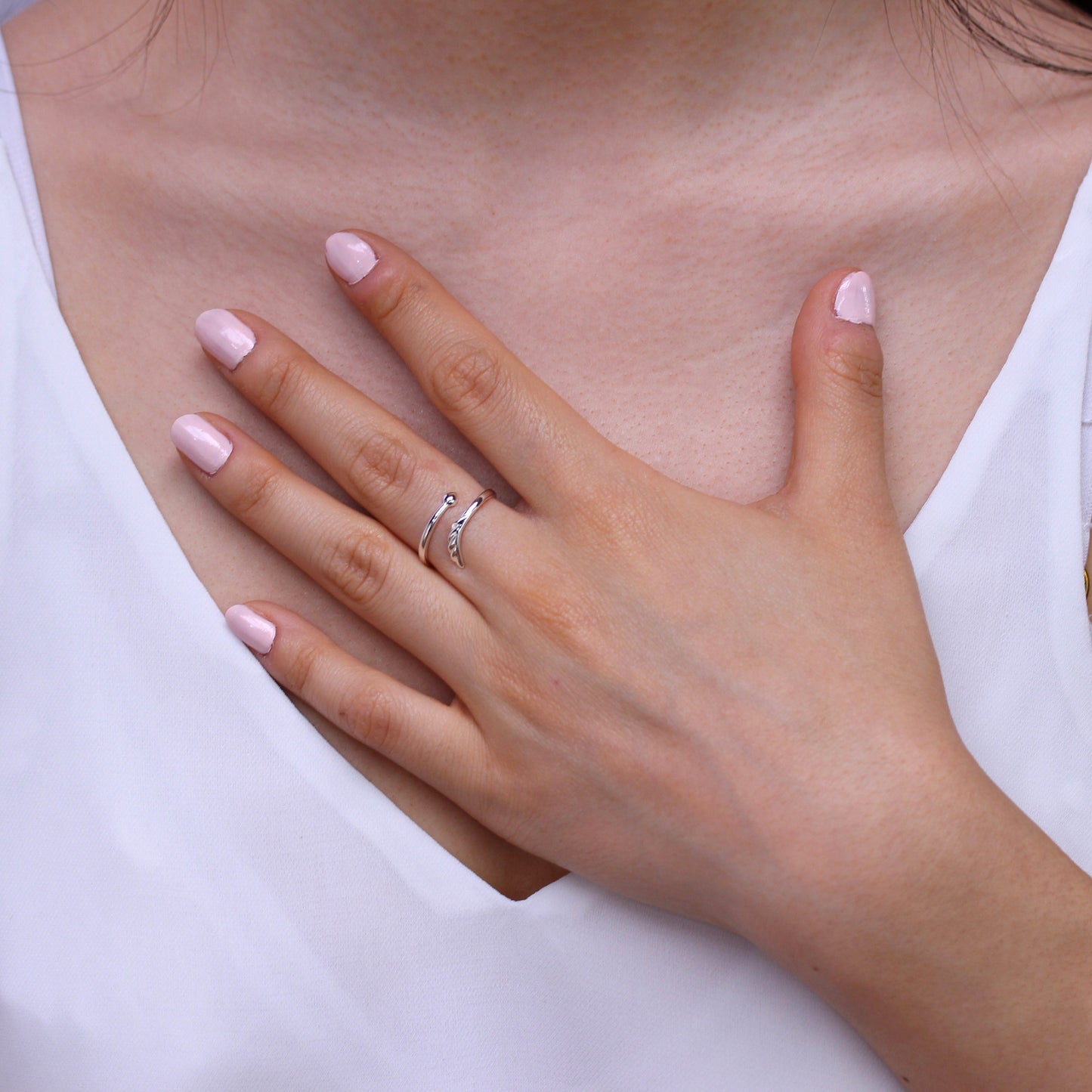 Bague midi ajustable en argent sterling avec cœur et flèche