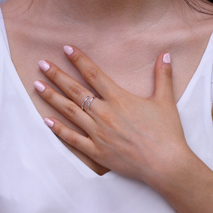 Bague midi ajustable en argent sterling avec cœur et flèche