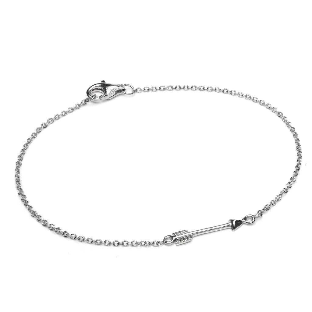 Bracelet flèche en argent sterling fin et léger de 18 cm avec fermoir mousqueton