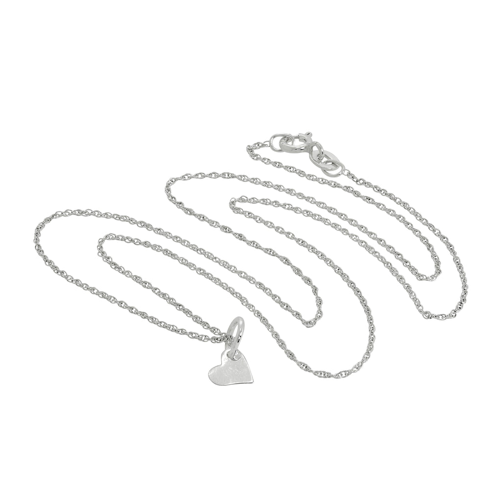 Collier avec petit pendentif en forme de cœur plat en argent sterling de 6 mm, 40 à 55 cm