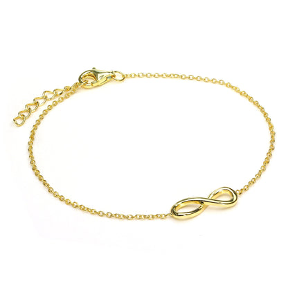 Bracelet fin infini en argent sterling plaqué or avec fermoir