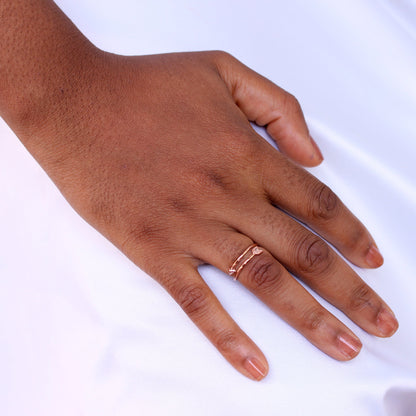 Bague d'orteil réglable en argent sterling plaqué or rose avec motif flèche