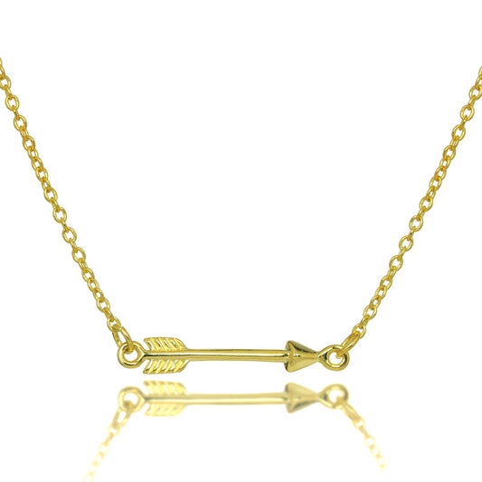 Collier chaîne flèche en argent sterling plaqué or de 40 cm