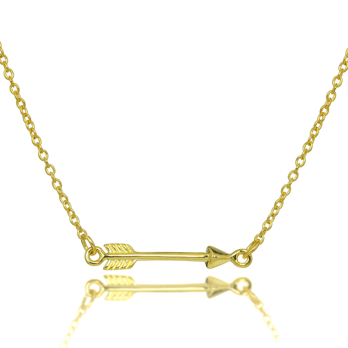 Collier chaîne flèche en argent sterling plaqué or de 40 cm