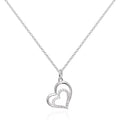 Collier avec pendentif double cœur ouvert en argent sterling et cristal CZ, 40 à 55 cm