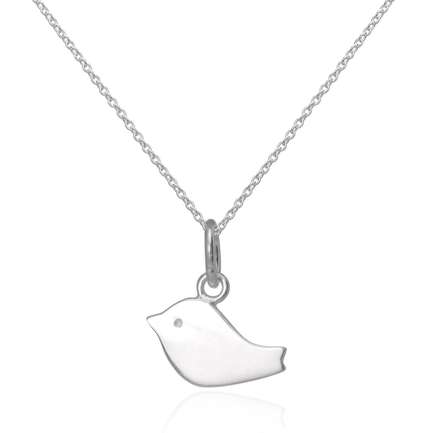 Collier simple avec pendentif oiseau plat en argent sterling de 40 à 55 cm