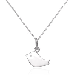 Collier simple avec pendentif oiseau plat en argent sterling de 40 à 55 cm