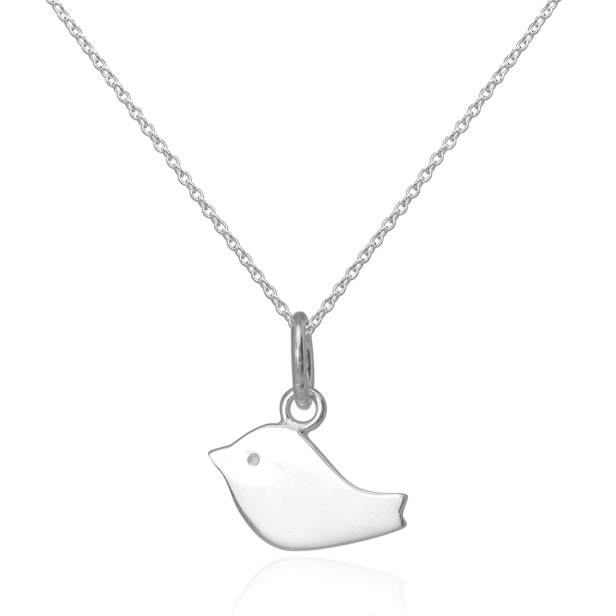 Collier simple avec pendentif oiseau plat en argent sterling de 40 à 55 cm