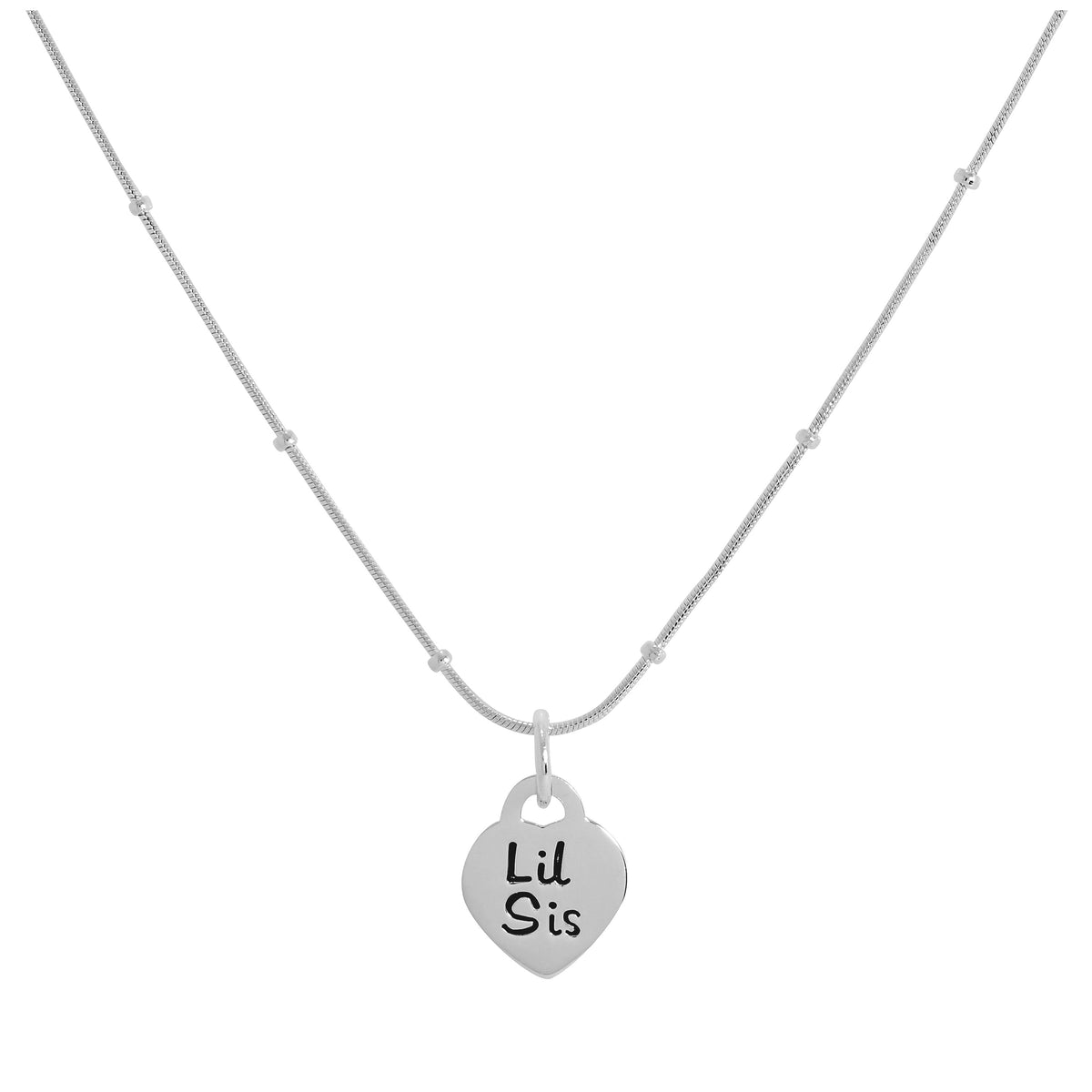 Collier pendentif cœur petite sœur en argent sterling de 40 à 61 cm