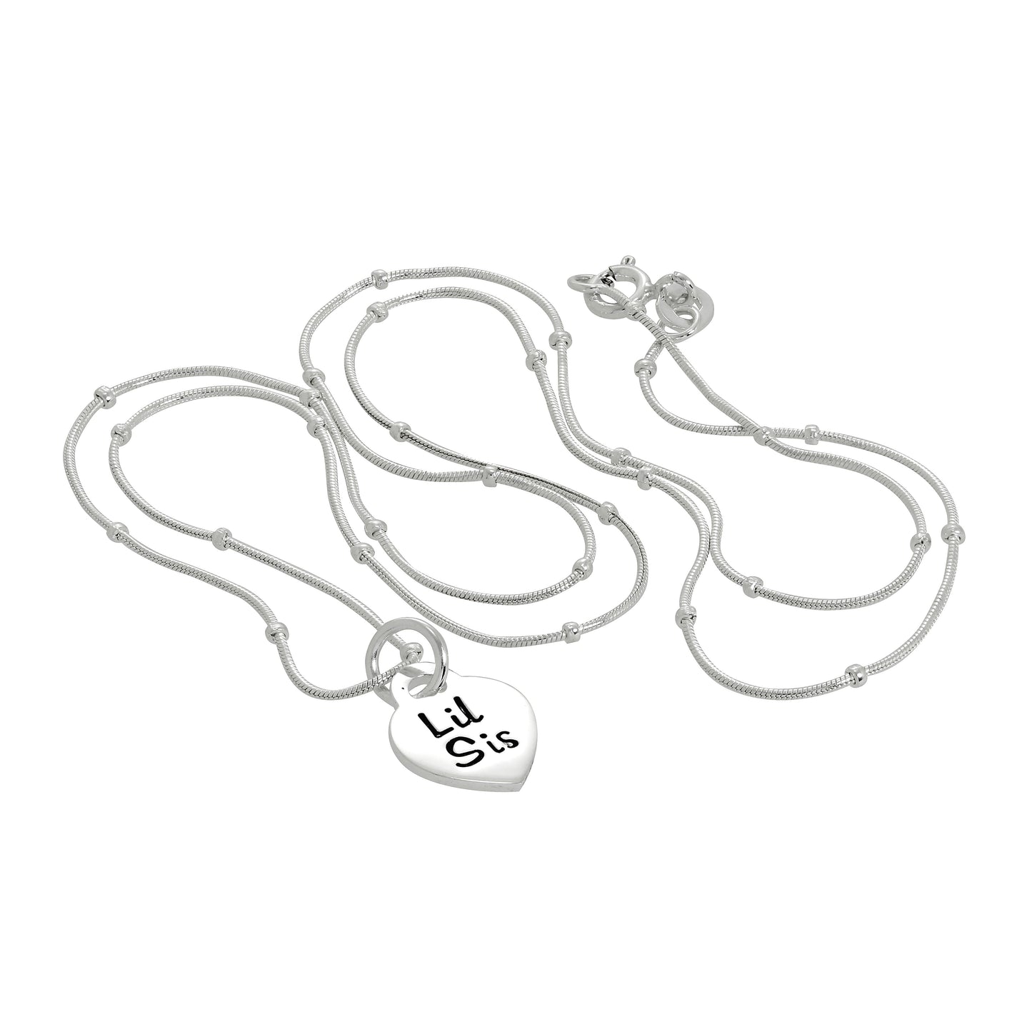 Collier pendentif cœur petite sœur en argent sterling de 40 à 61 cm