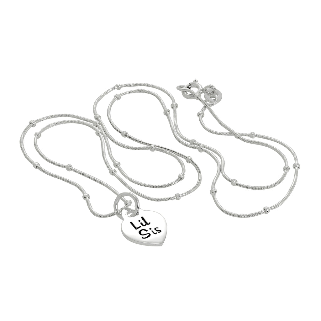 Collier pendentif cœur petite sœur en argent sterling de 40 à 61 cm
