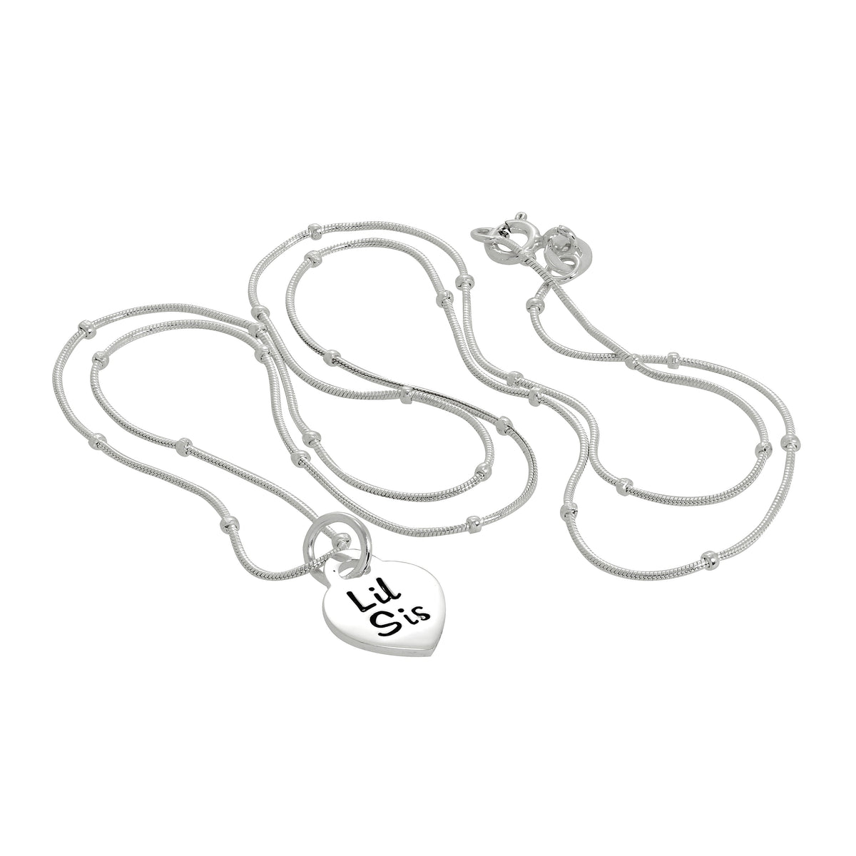 Collier pendentif cœur petite sœur en argent sterling de 40 à 61 cm