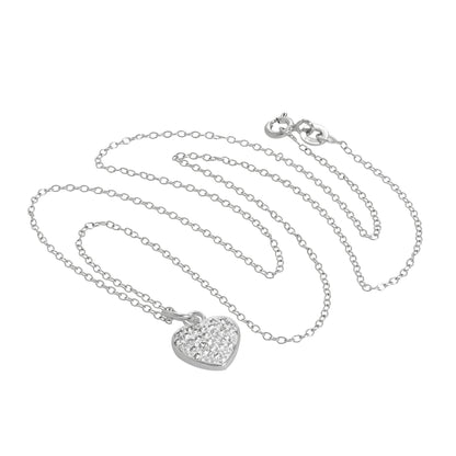 Collier avec pendentif en forme de cœur en argent sterling et cristaux CZ incrustés, 35 à 81 cm
