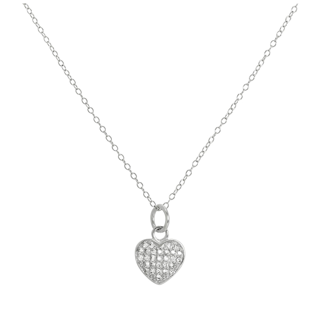 Collier avec pendentif en forme de cœur en argent sterling et cristaux CZ incrustés, 35 à 81 cm