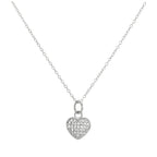 Collier avec pendentif en forme de cœur en argent sterling et cristaux CZ incrustés, 35 à 81 cm