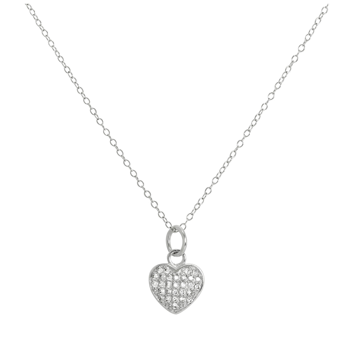 Collier avec pendentif en forme de cœur en argent sterling et cristaux CZ incrustés, 35 à 81 cm