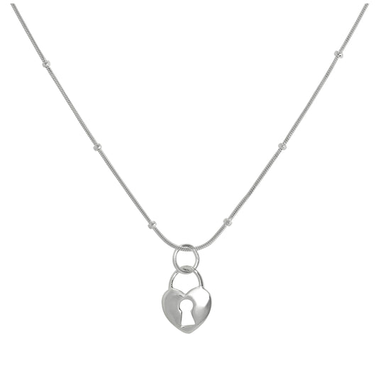 Collier avec pendentif cadenas en forme de cœur en argent sterling de 40 à 55 cm