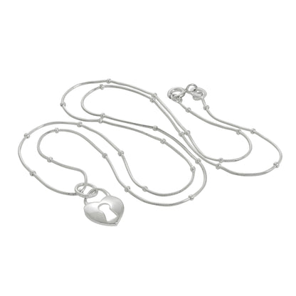 Collier avec pendentif cadenas en forme de cœur en argent sterling de 40 à 55 cm