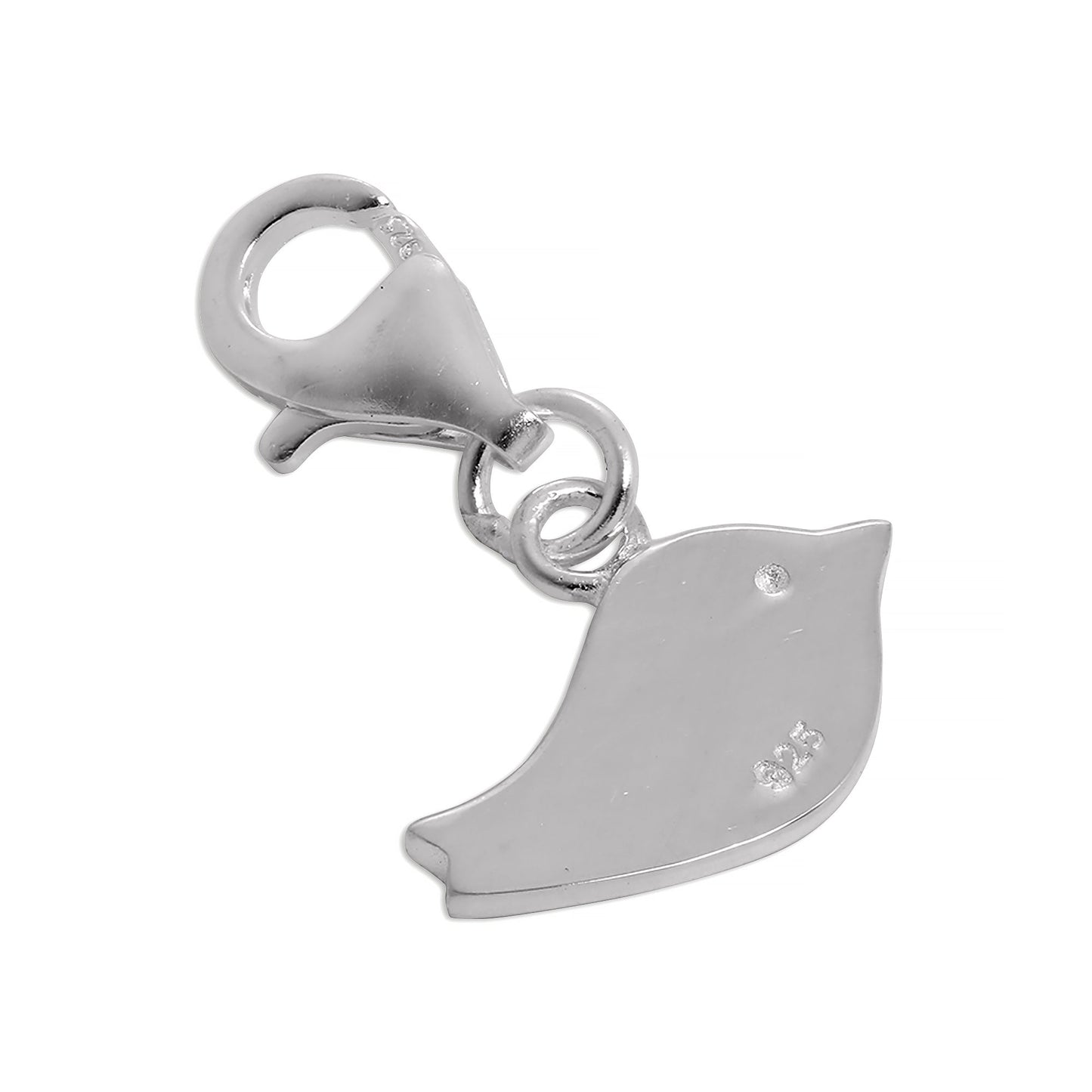 Breloque simple à clip en argent sterling en forme d'oiseau