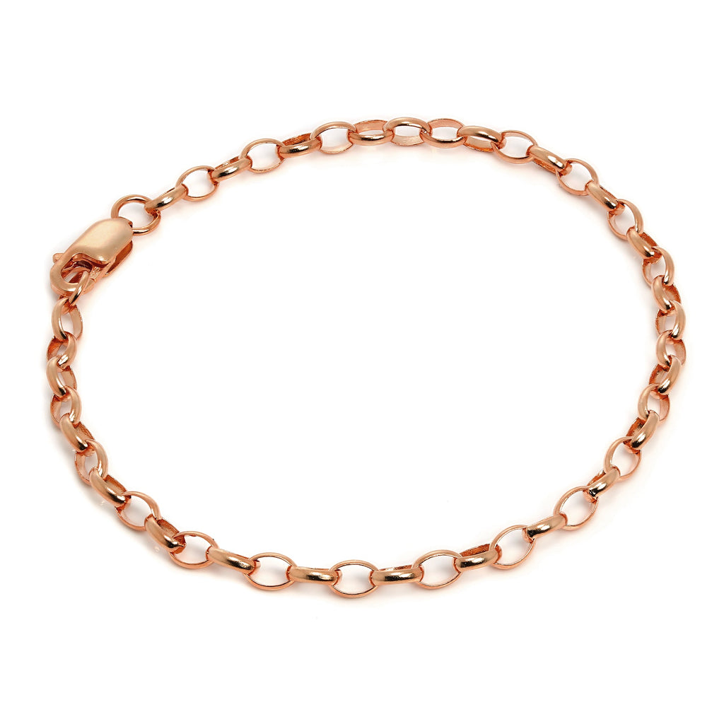 Bracelet chaîne Belcher en argent sterling plaqué or rose de 17,8 cm