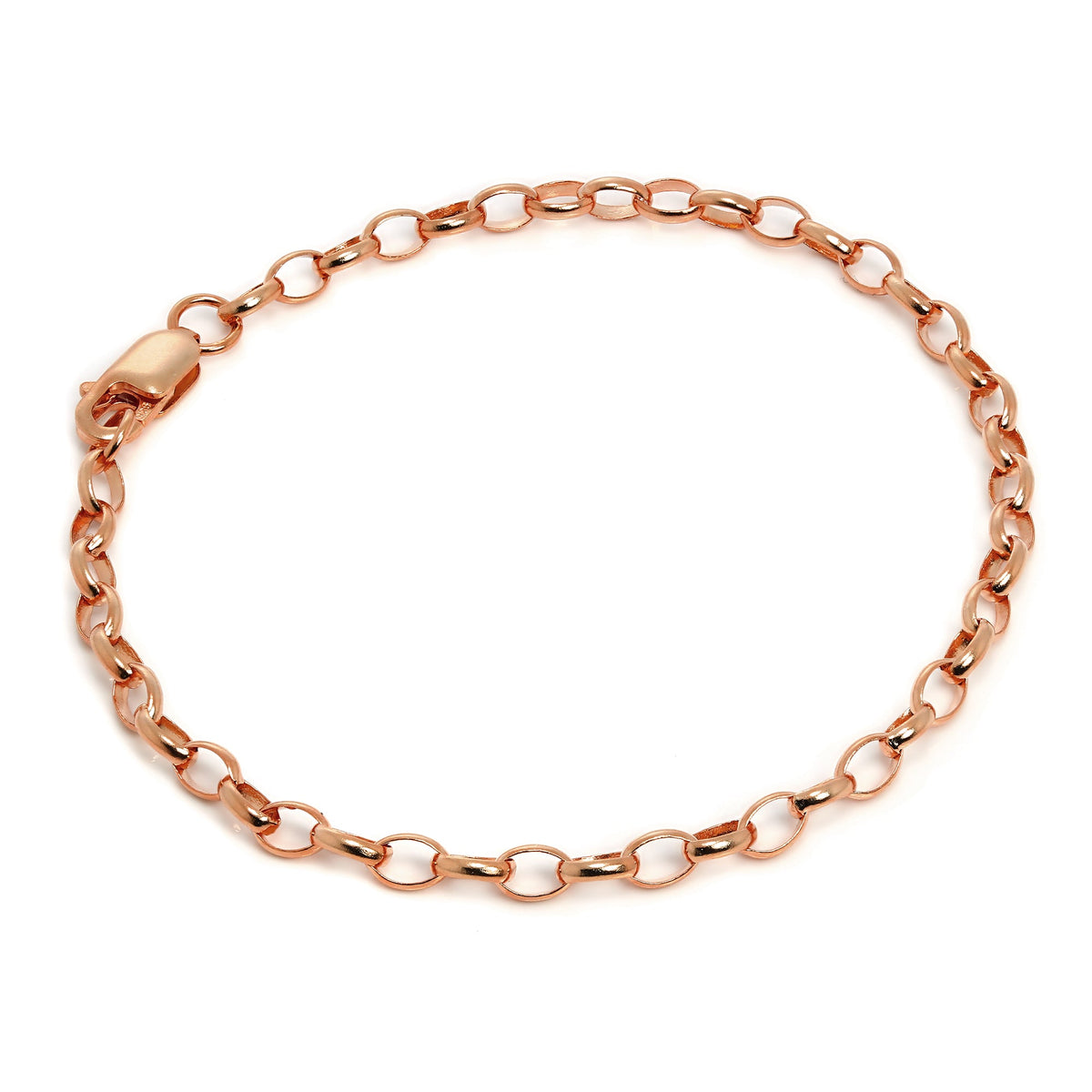 Bracelet chaîne Belcher en argent sterling plaqué or rose de 17,8 cm