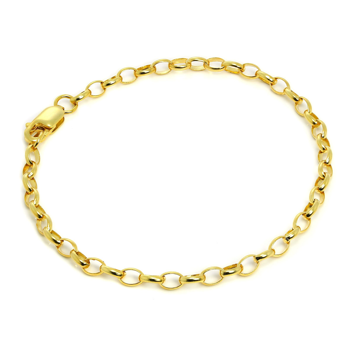 Bracelet chaîne Belcher en argent sterling plaqué or - 18 cm