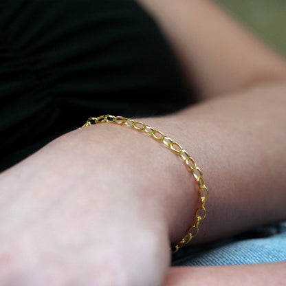 Bracelet chaîne Belcher en argent sterling plaqué or - 18 cm