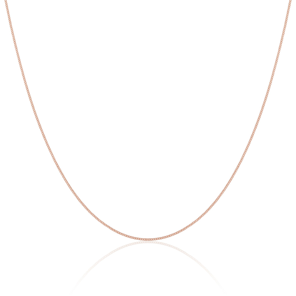 Chaîne gourmette en argent sterling plaqué or rose, taille diamant, 35 à 81 cm