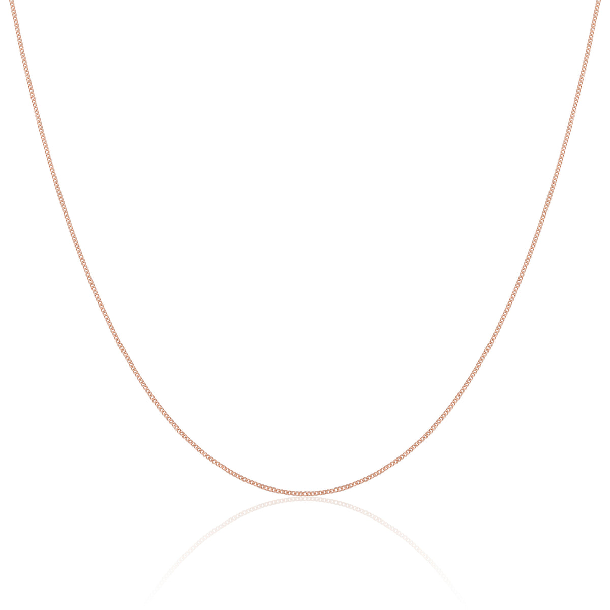Chaîne gourmette en argent sterling plaqué or rose, taille diamant, 35 à 81 cm