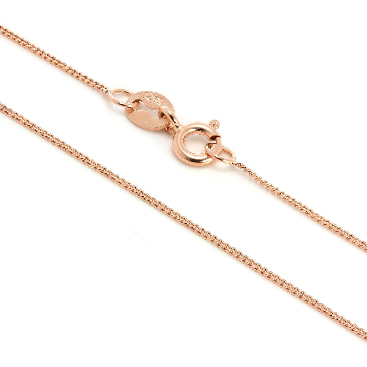 Chaîne gourmette en argent sterling plaqué or rose, taille diamant, 35 à 81 cm