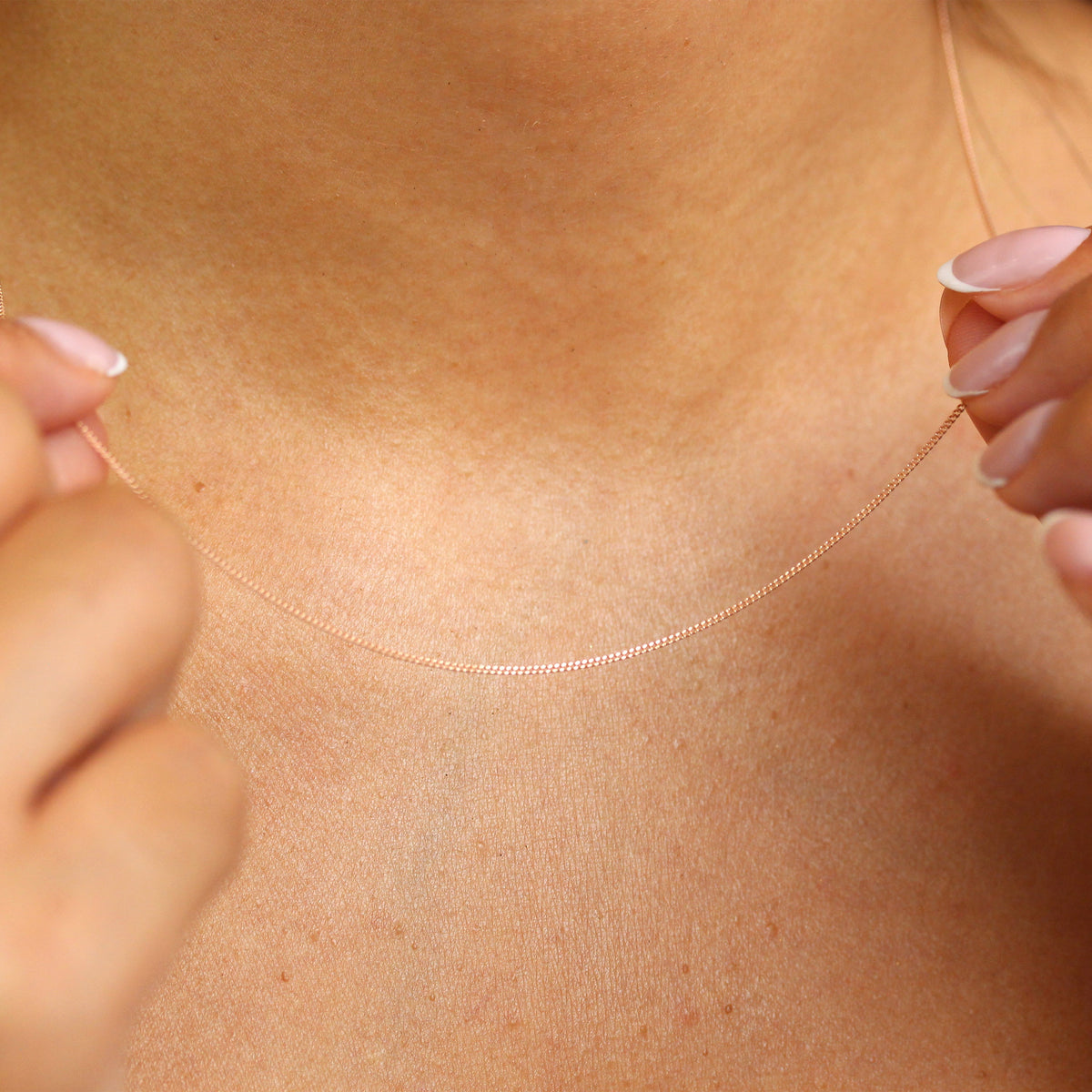 Chaîne gourmette en argent sterling plaqué or rose, taille diamant, 35 à 81 cm